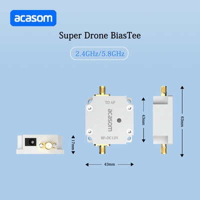 12V Super Drone Bias Tee Low Insertion Loss ≤0.4dB for Input Power ≤40dBm and 2.4-2.5GHz
